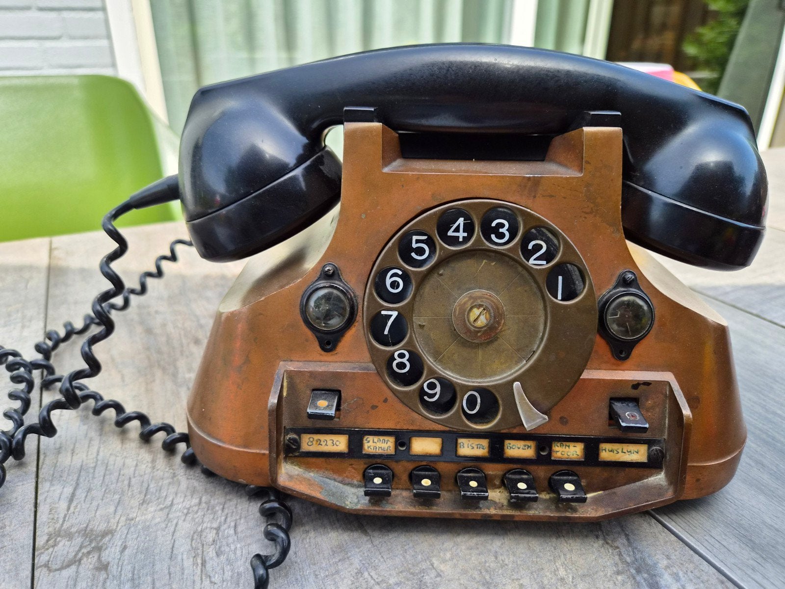 Vintage PTT Telefoon met Draaischijf - Koperkleurig, Ophalen