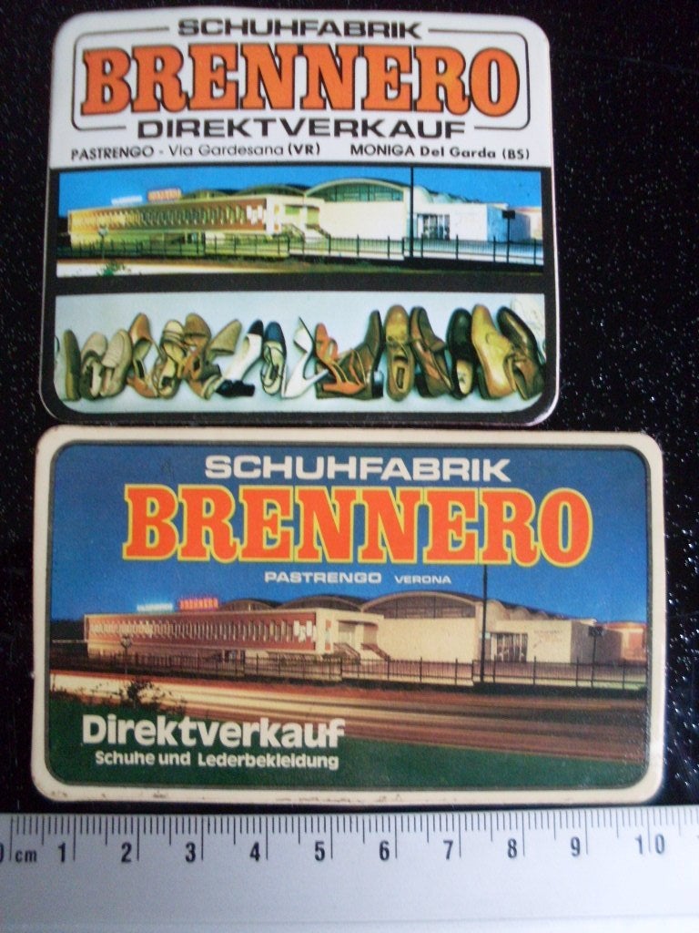 2x sticker schuhfabrik brennero pastrengo verona, Verzenden, Zo goed als nieuw, Bedrijf of Vereniging