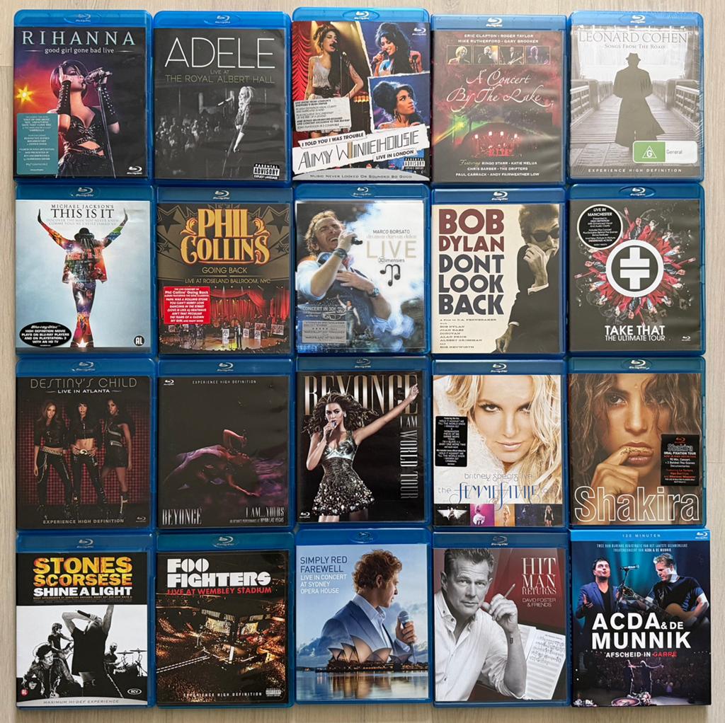 Blu Ray | Collectie 20x Muziekconcerten | Jackson | Borsato, Ophalen of Verzenden, Zo goed als nieuw, Muziek en Concerten