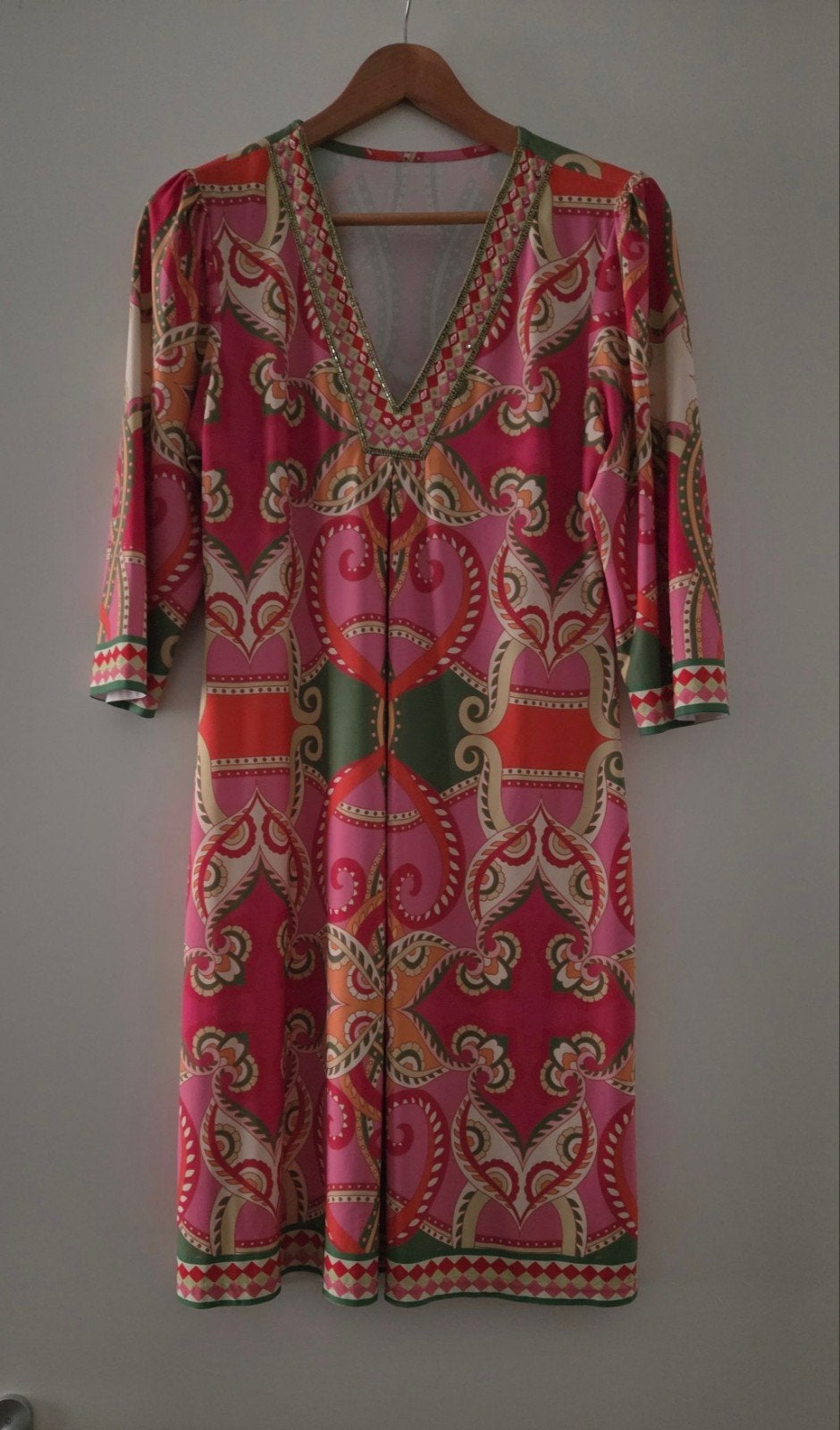 K-design dames zomerjurkje S 36/38, Kleding | Dames, Ophalen, Zo goed als nieuw, Roze, Knielengte