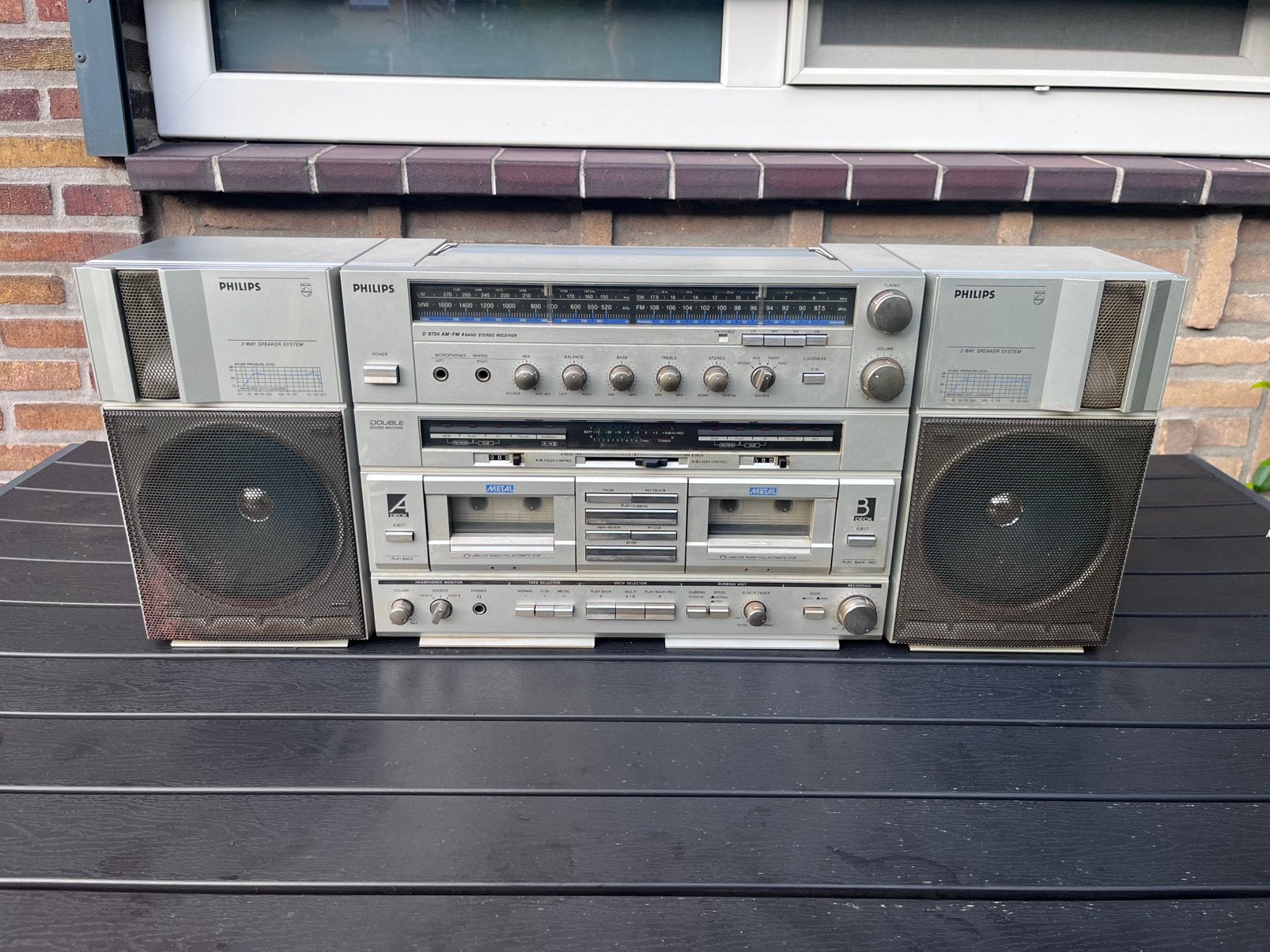 Vintage Philips D8734 Double Sound Machine Ghettoblaster1982, Ophalen, Dubbel, Philips