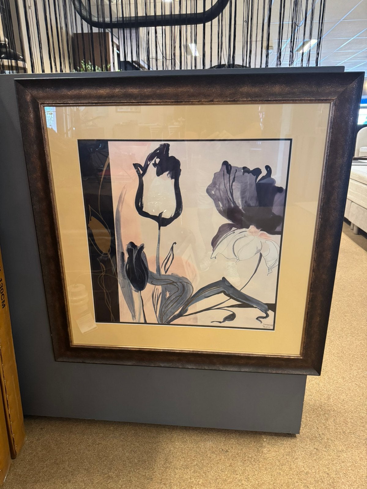 Schilderij bloemen Dominique Gaudin €99,- Direct leverbaar, Antiek en Kunst, Kunst | Schilderijen | Klassiek, Paneel, Achter glas