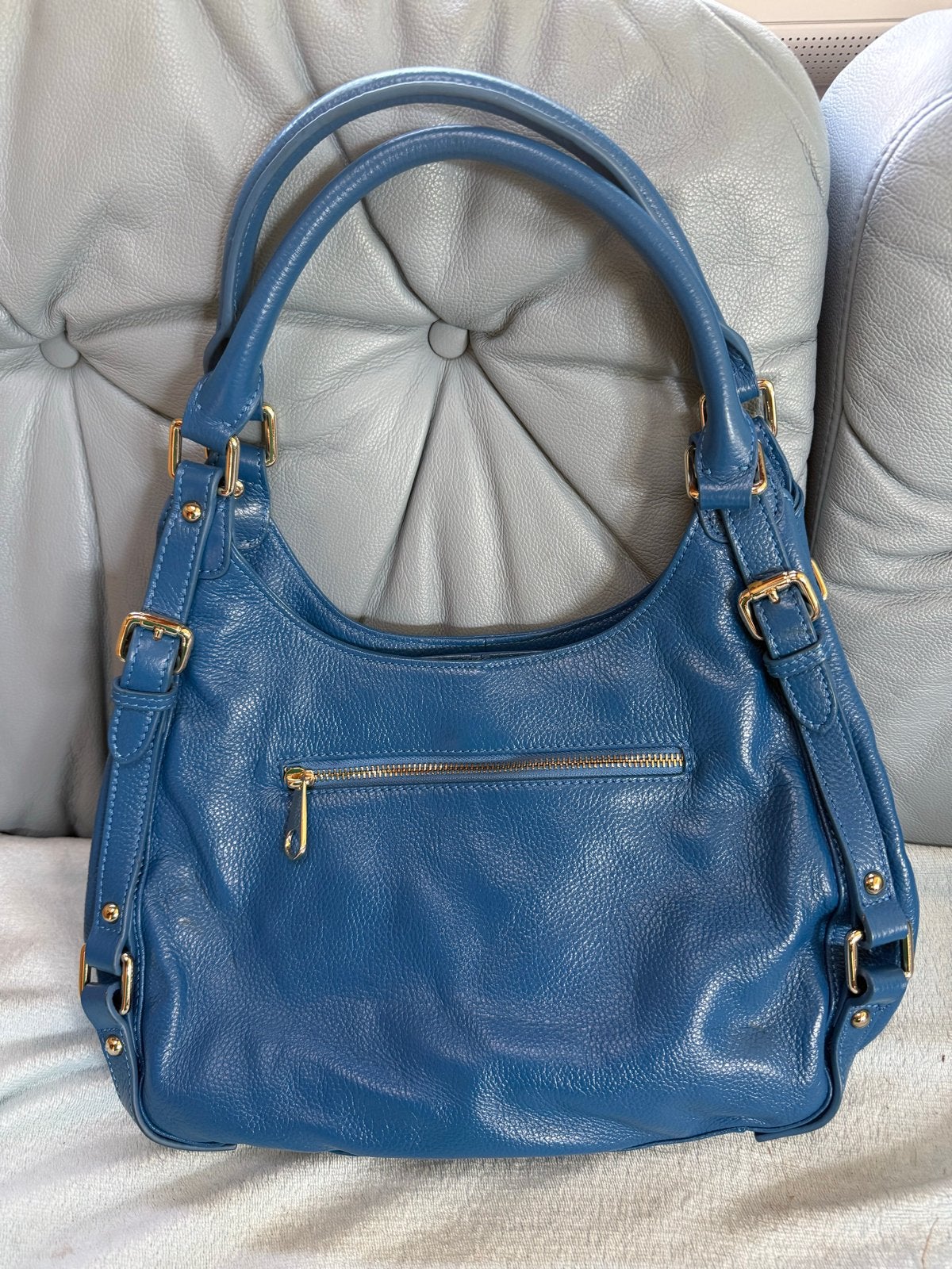 Prachtige blauwe leren handtas - niet gebruikt, Ophalen of Verzenden, Nieuw, Blauw, Handtas