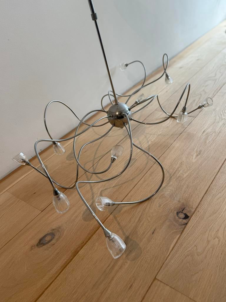 Moderne sputnik hanglamp met 10 lichtpunten, Ophalen, Gebruikt, Metaal, 75 cm of meer