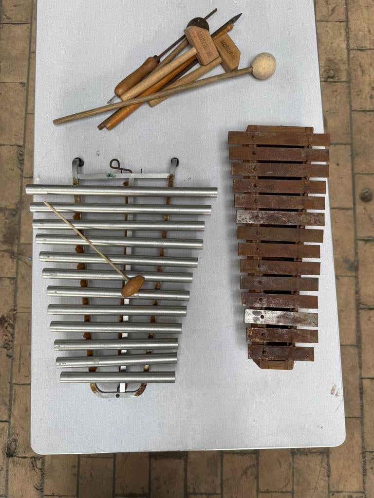 Antieke vintage Taco xylophone met toebehoren in 1 koop, Ophalen, Gebruikt
