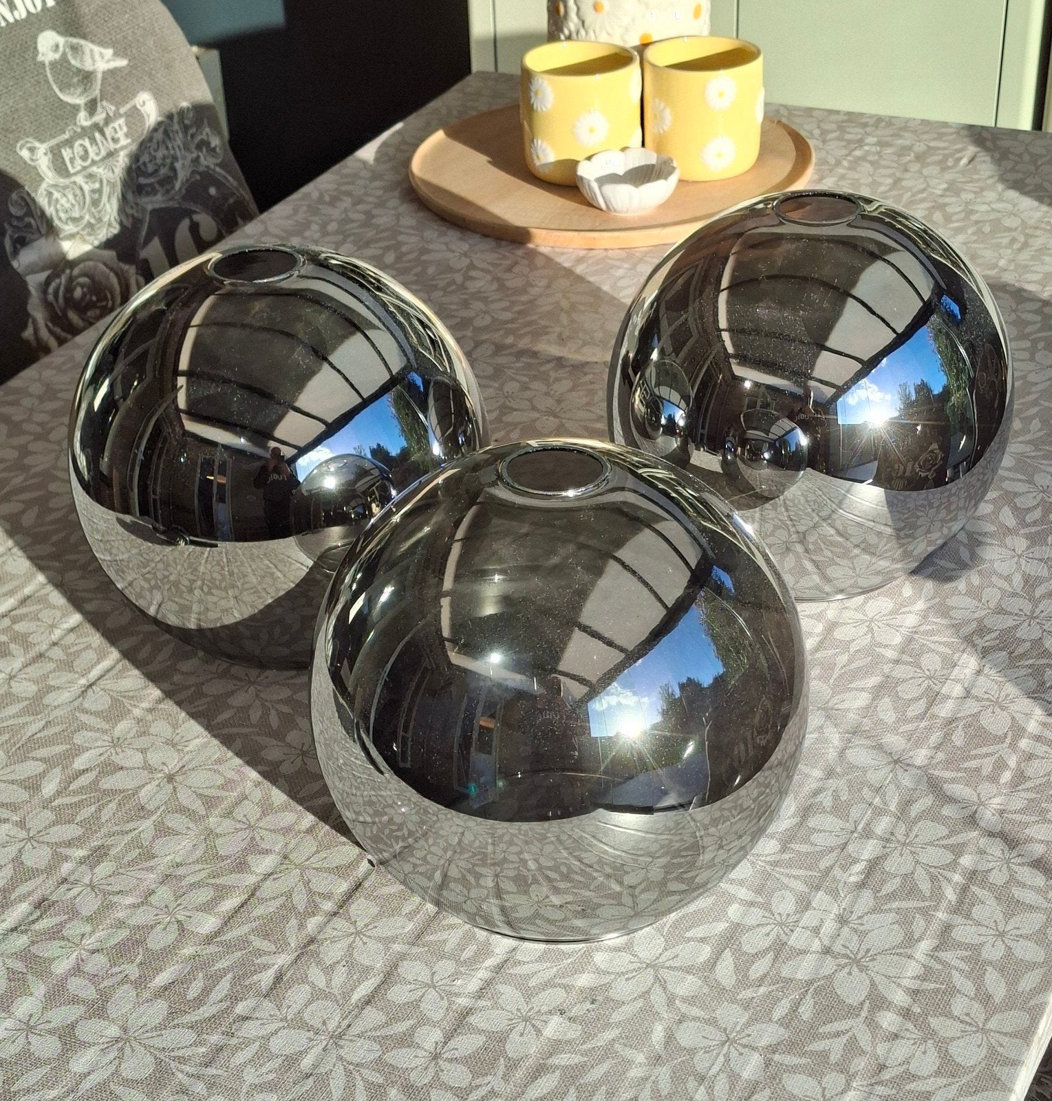 Set van 3: Bolvormige lampenkap van glas voor E27-fitting, Ophalen, Zo goed als nieuw, Glas, Zilver