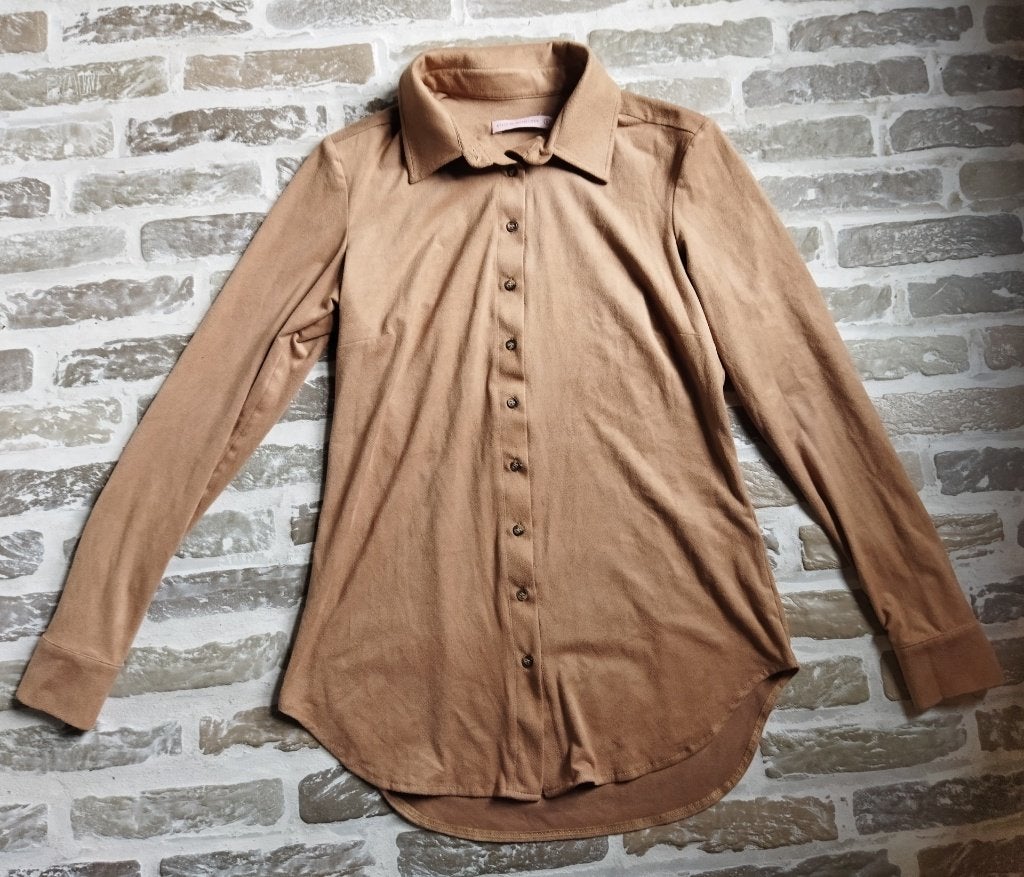 Studio Anneloes Suedine Blouse Camel Maat S, Studio Anneloes, Bruin, Ophalen of Verzenden, Zo goed als nieuw