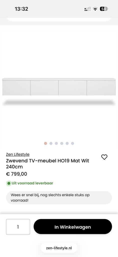 Zwevende TV-meubel, Ophalen, Overige materialen, Gebruikt, 200 cm of meer