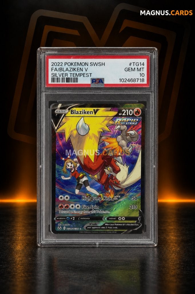 BLAZIKEN V - SILVER TEMPEST - TG14 - PSA10, Ophalen of Verzenden, Zo goed als nieuw, Losse kaart