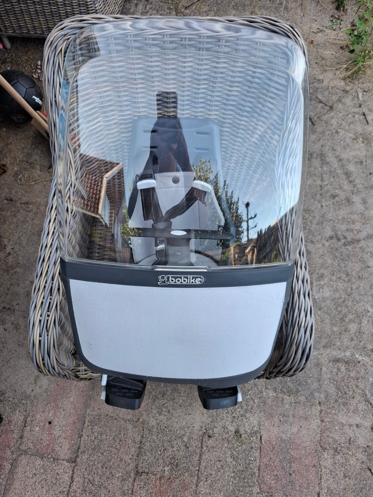 Bobike Exclusive Mini fietszitje met windscherm, Voetsteuntjes, Voorzitje, Ophalen of Verzenden, Zo goed als nieuw