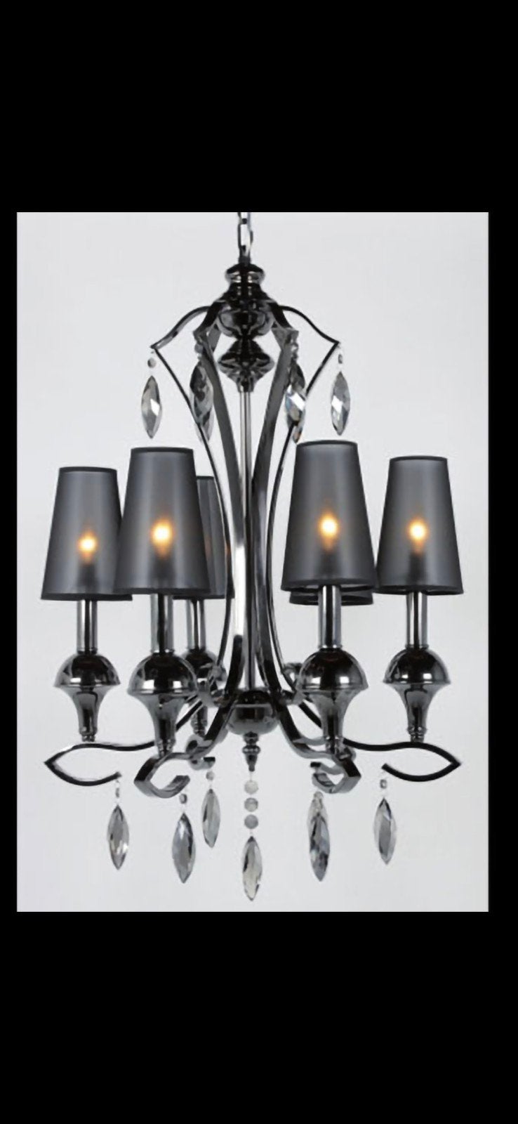 Kroonluchter puccini 6-lichts rond- 62cm breed , 95cm hoog, Ophalen of Verzenden, Zo goed als nieuw, Glas, Modern, Luxe, Klassiek