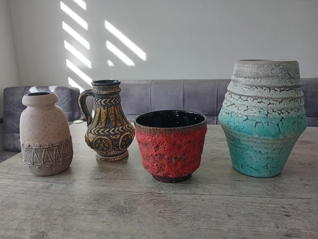 Set van 4 vintage West Germany Fat Lava en Mobach keramiek, Antiek en Kunst, Antiek | Keramiek en Aardewerk, Ophalen