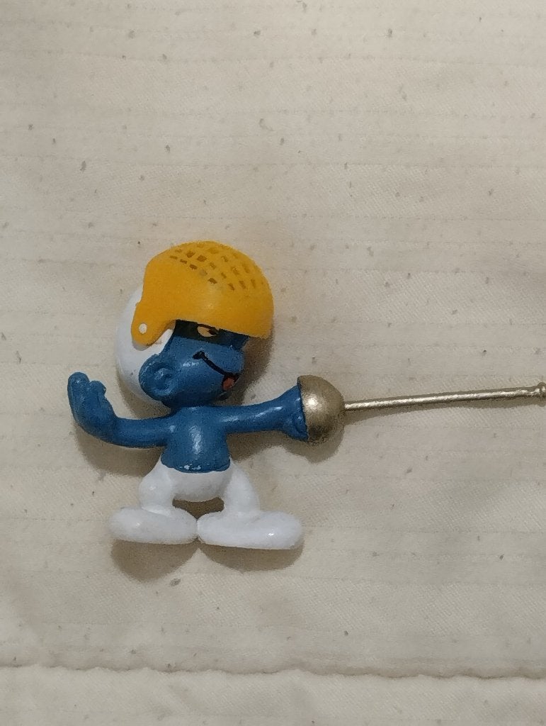 schermende smurf, Ophalen of Verzenden, Gebruikt, Overige Smurfen, Poppetje, Figuurtje of Knuffel