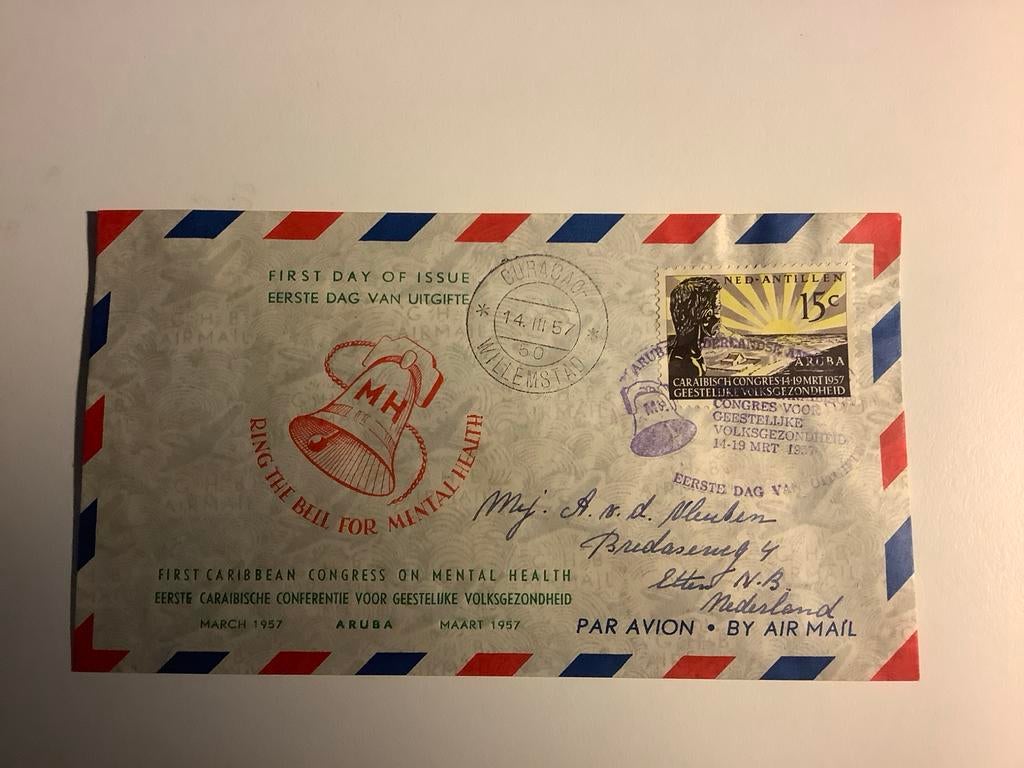 FDC Aruba 1957 - Geestelijke Gezondh, Postzegels en Munten, Ophalen of Verzenden
