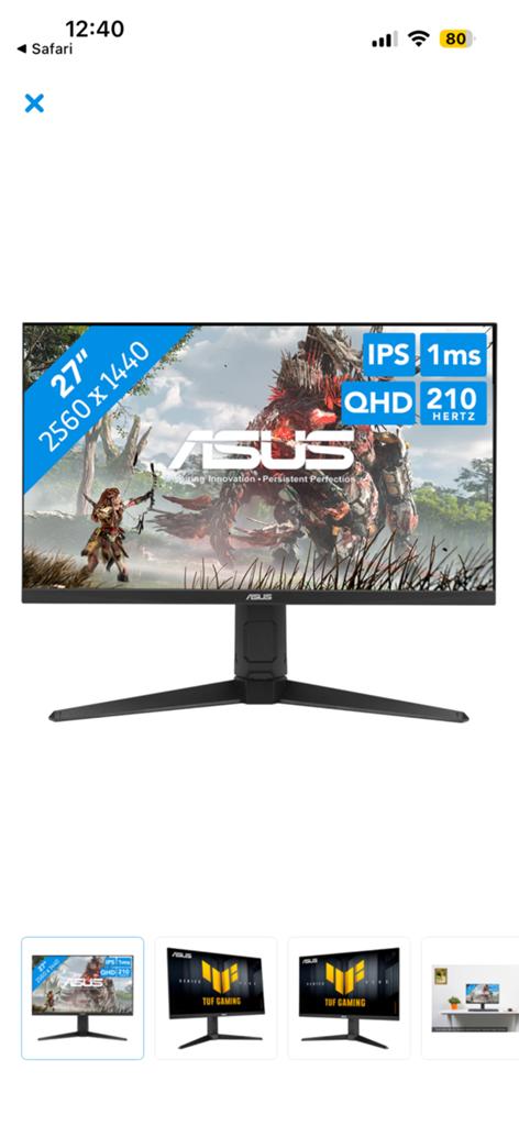 Asus tuf gaming monitor 26,27 inch, IPS, Zo goed als nieuw, 151 t/m 200 Hz, Ophalen