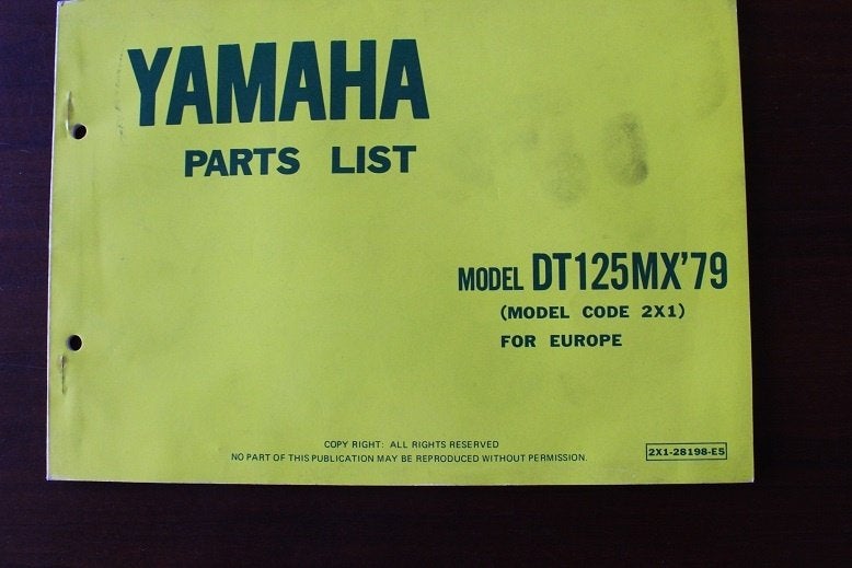 Yamaha DT125MX 1979 motorcycle parts list DT125 MX, Ophalen of Verzenden, Yamaha