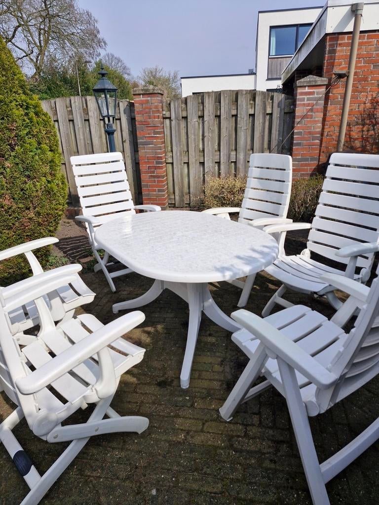 Kettler Tiffany Tuinset - 4 stoelen en tafel, Tuin en Terras, Tuinsets en Loungesets, Ophalen, 4 zitplaatsen, Kunststof, Gebruikt