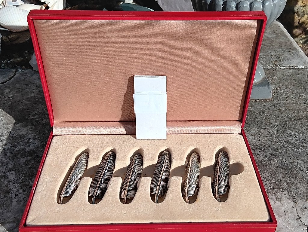 Vintage verzilverde tafelschikking houders set van 6 (LA22), Ophalen of Verzenden