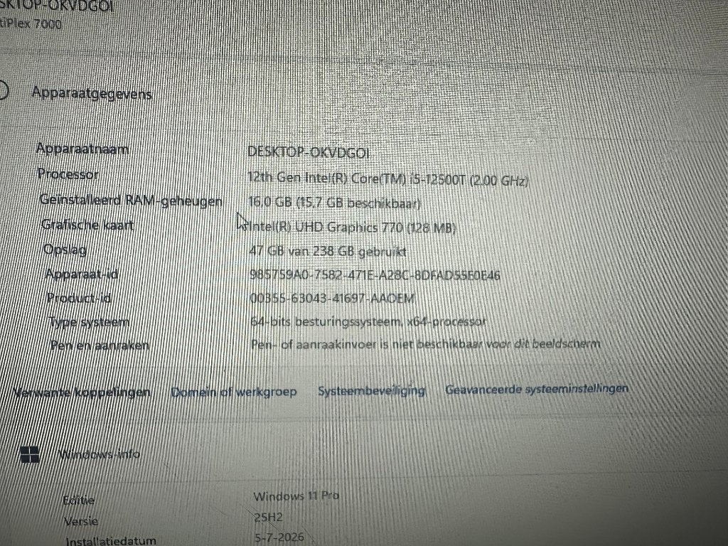 Dell optiplex MFF 7000 i5-12500T 256gb 16gb Win11, Dell, I5-12500T, Dell, Ophalen of Verzenden