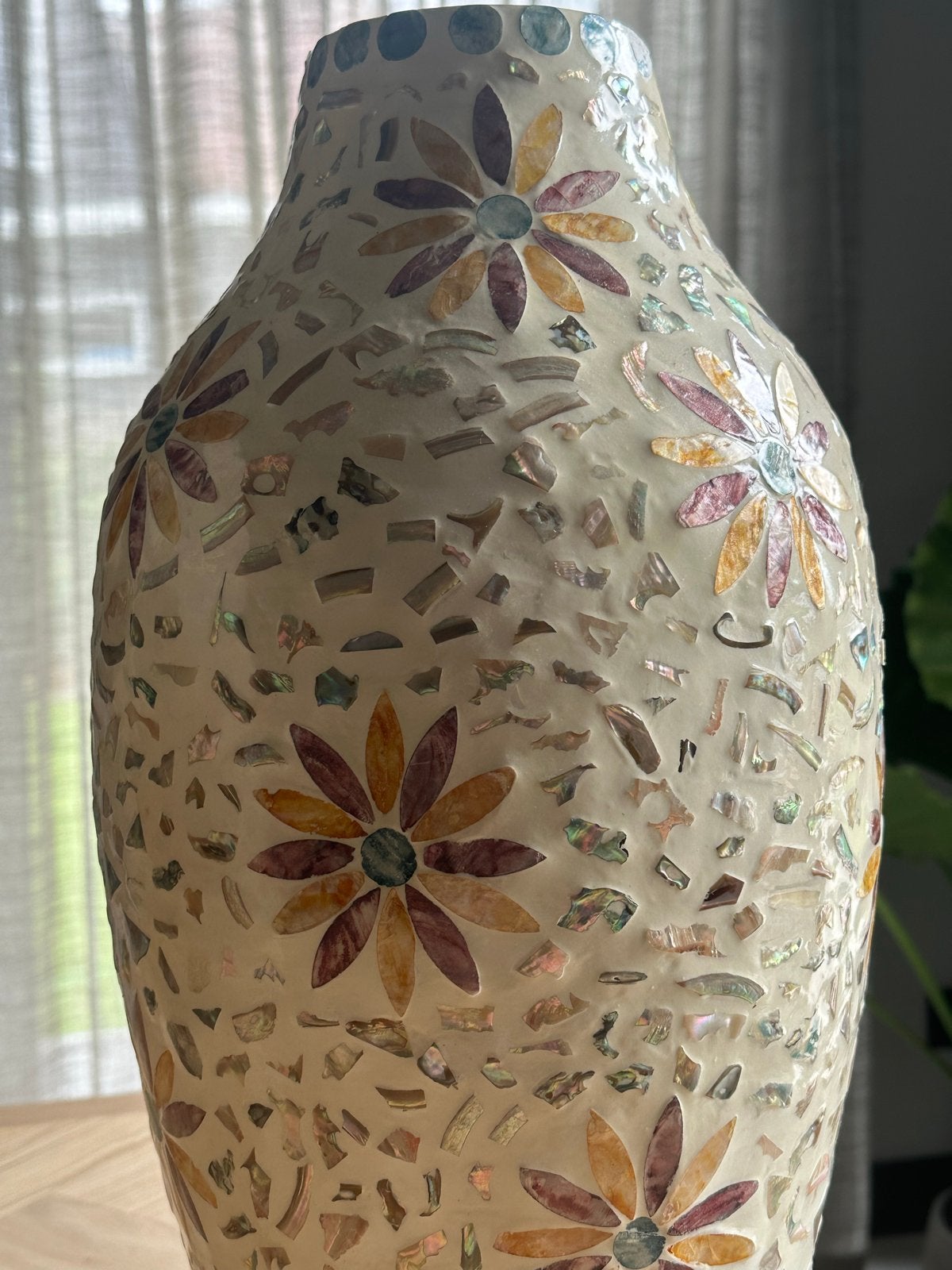 HD Collection Capiz Vaas met Bloemmotief - 50 cm hoog, Ophalen