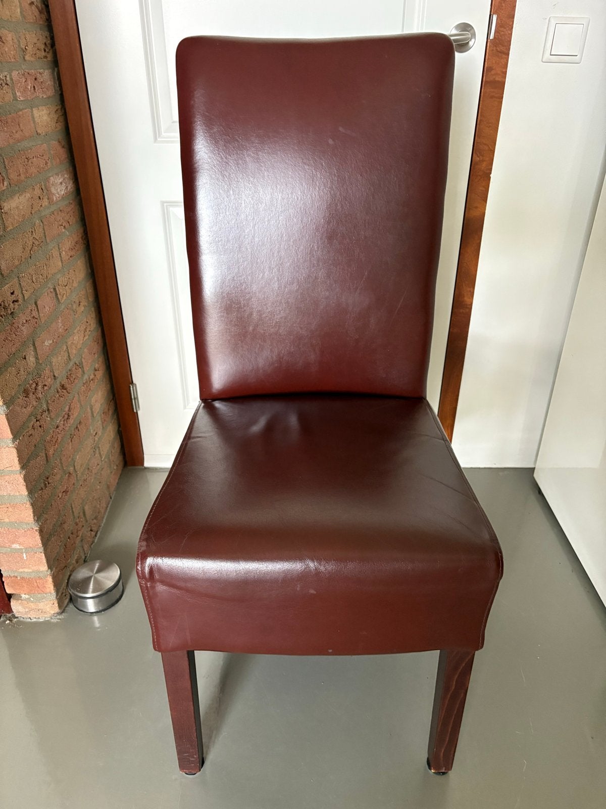 6 Mooie bordeauxrode eetkamerstoelen van leer, Ophalen, Gebruikt, Leer, Vijf, Zes of meer stoelen