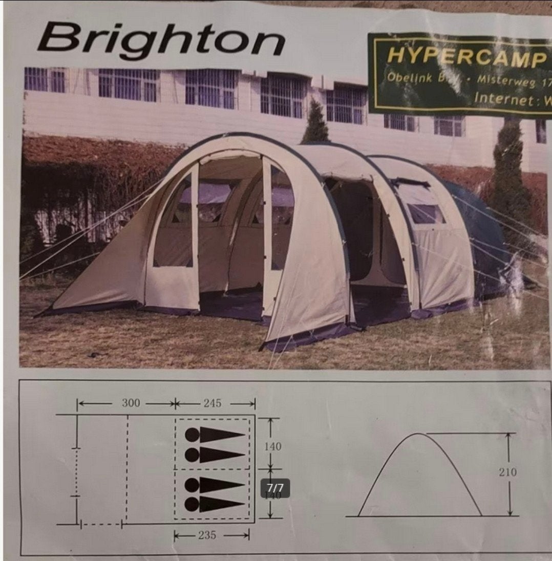Hypercamp Brighton tunneltent - 4-persoons familietent, Ophalen, Zo goed als nieuw, Tot en met 4