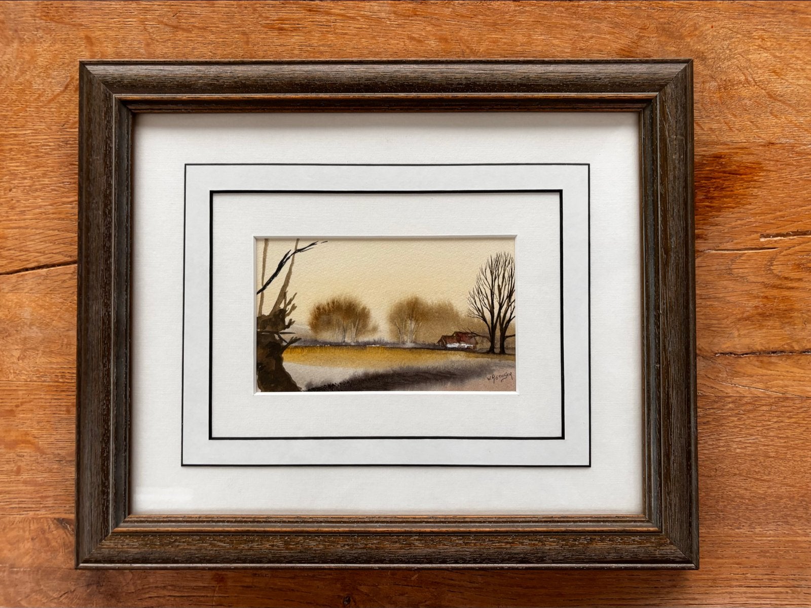 Twee gesigneerde aquarellen van W. Röthger, 35x29 cm, Ophalen, Realistisch, Gesigneerd, Landschap