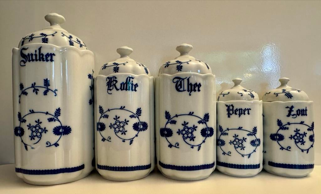 Vintage Keukenset WVL: Suiker, Koffie, Thee, Peper, Zout, Antiek en Kunst, Ophalen of Verzenden