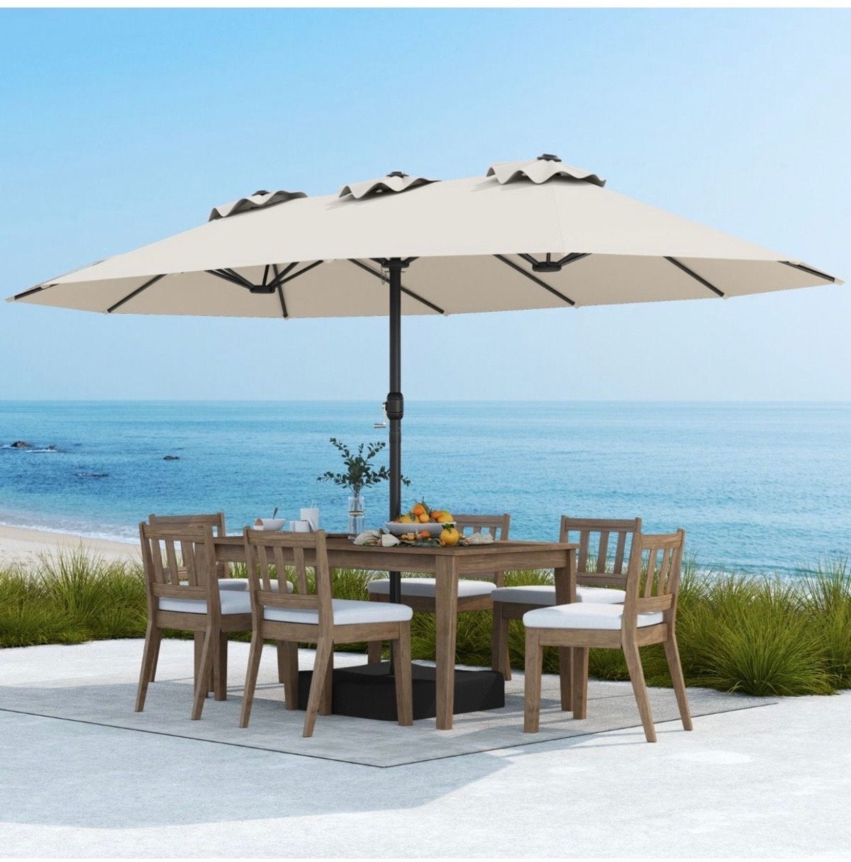 Grote parasol met Voet Nieuw!! - 470x285 cm, Ophalen, Nieuw, Waterdicht, Stokparasol
