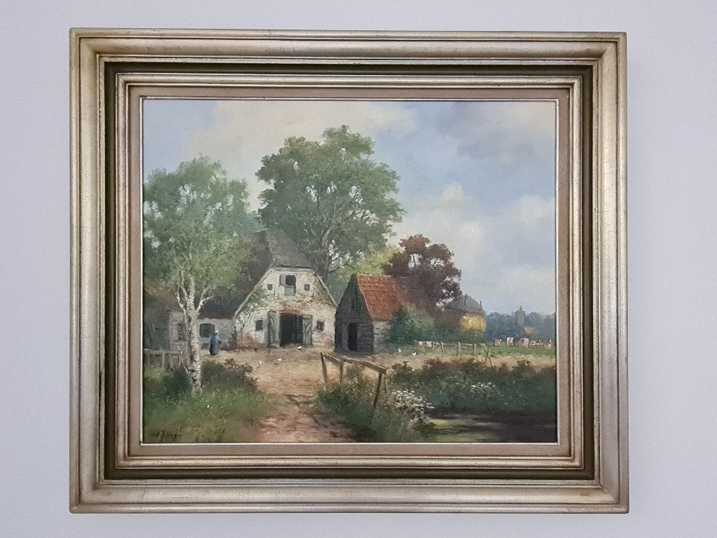 Olieverfschilderij van H.J. Veger, Antiek en Kunst, Kunst | Schilderijen | Klassiek, Impressionistisch, Ophalen of Verzenden, Olieverf