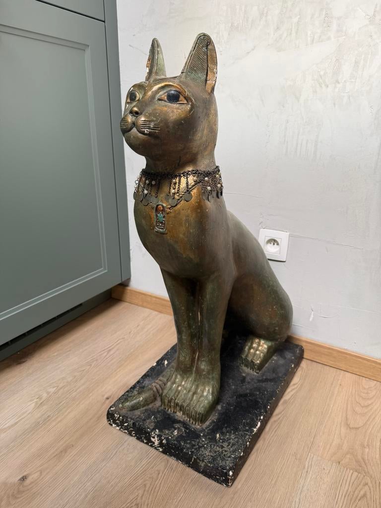 Groot beeld kat Egyptische god Bastet 80cm, Antiek en Kunst, Ophalen of Verzenden