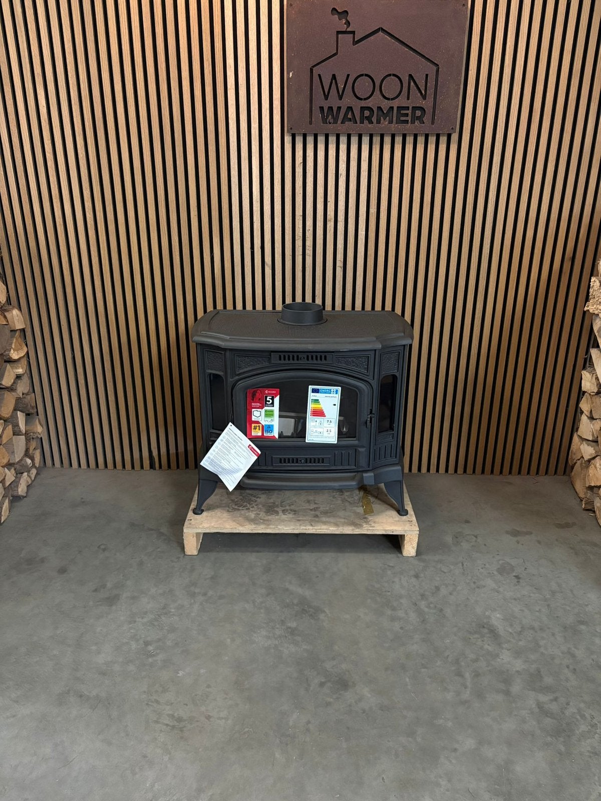 26050 Gietijzeren Hout cv kachel NIEUW, Ophalen, Info@woonwarmer.nl, Gebruikt, Houtkachel
