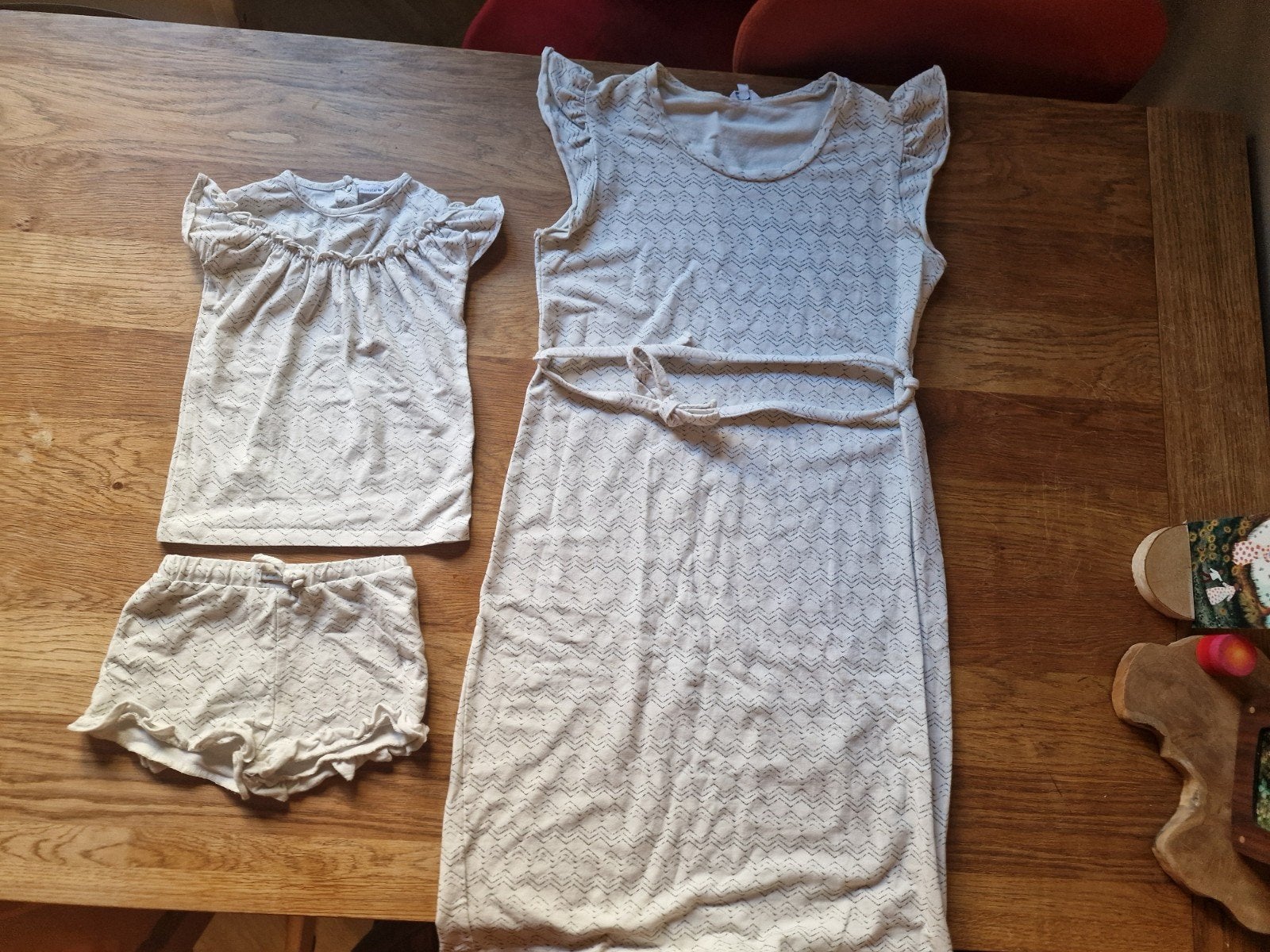 Moeder-dochter set jurk maat M en kinder set maat 104, Maat 38/40 (M), Ophalen of Verzenden, Roze, Gedragen
