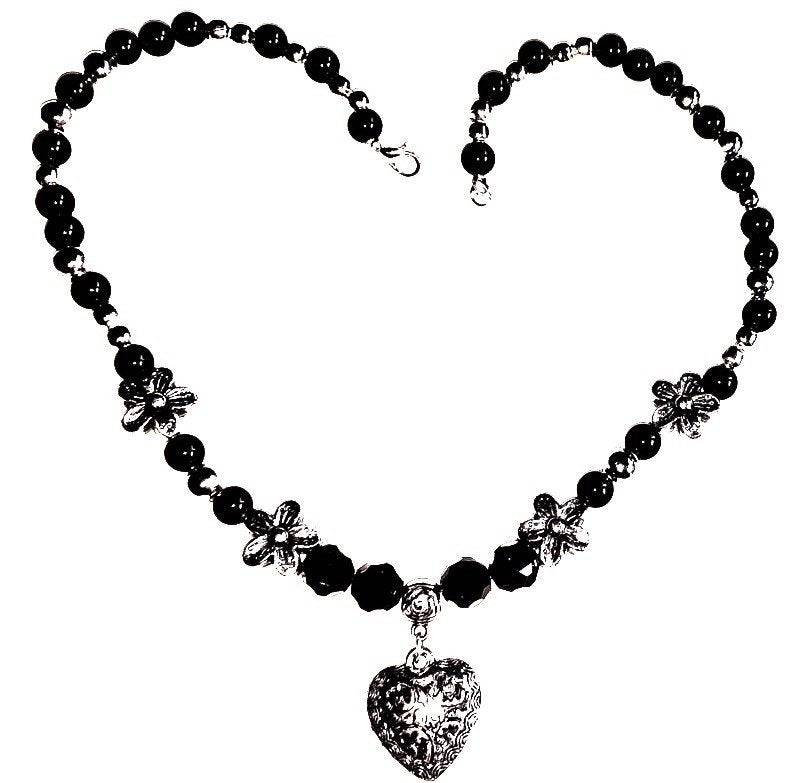 Sieraad maken ketting zwart met hart hanger ., Kunststof, Info@hobbymagic.nl, Zwart, Hobbymagic