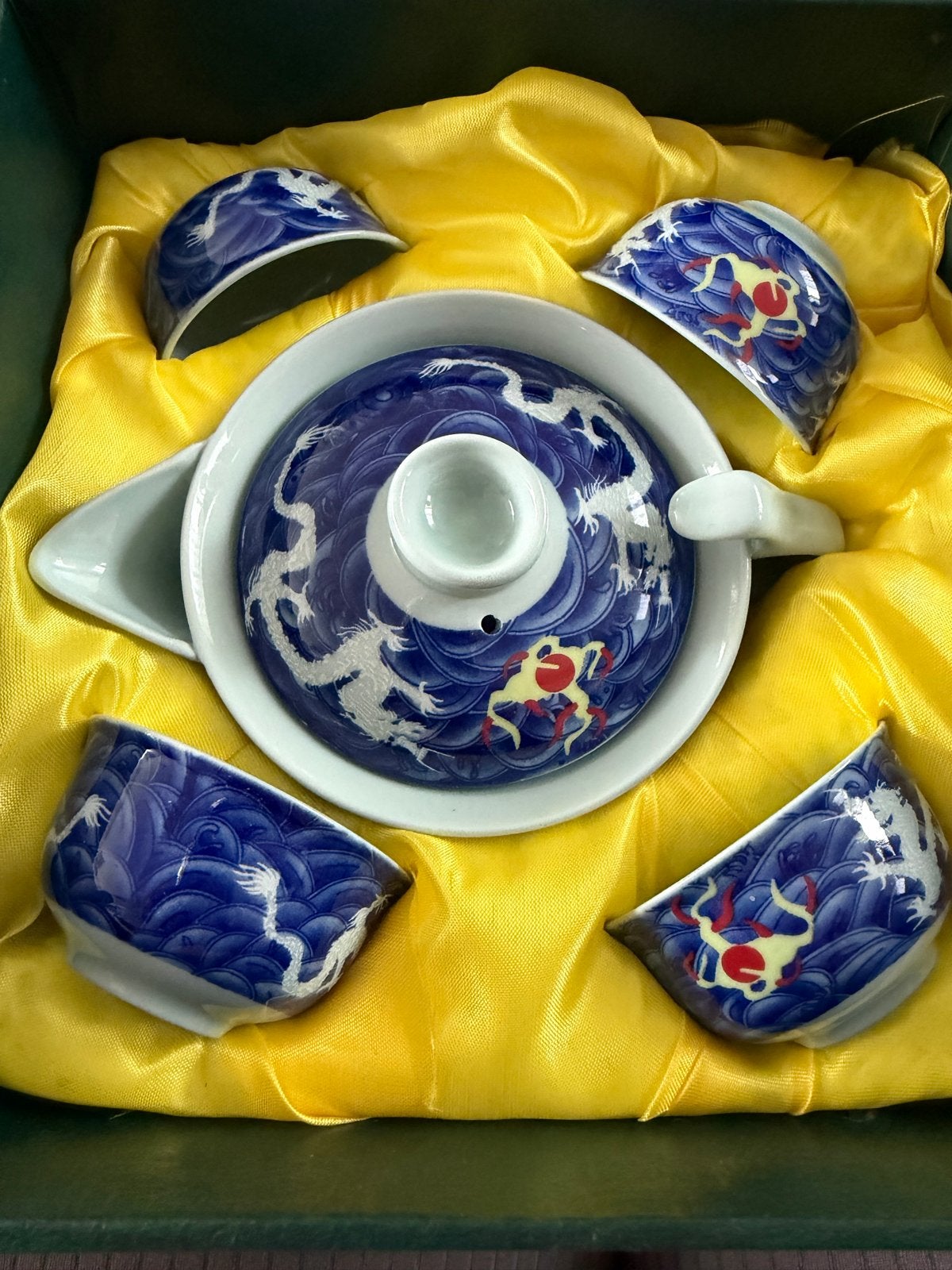 Chinees theeservies met drakenmotief - Nieuw in doos, Ophalen of Verzenden