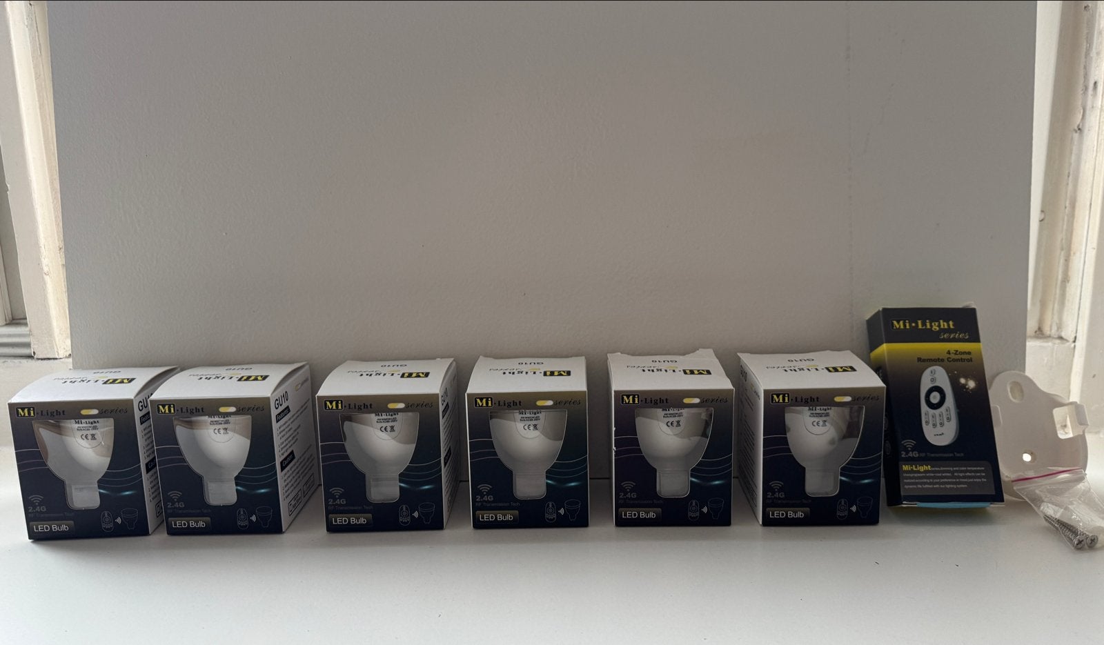 Mi-Light Smart GU10 LED Set: 6 Lampen + Afstandsbediening, Instelbaar wit, GU10, Dimbaar, Ophalen of Verzenden
