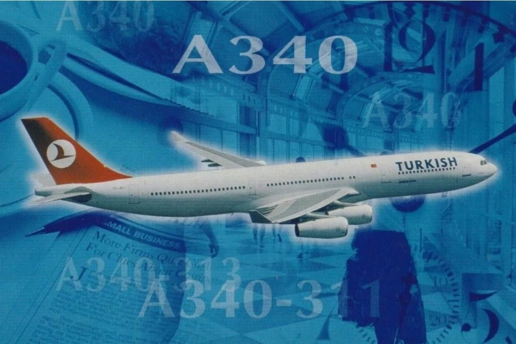 Turkish Airlines Airbus A340 ansichtkaart (airline issue), Ophalen of Verzenden, Nieuw, Kaart, Foto of Prent