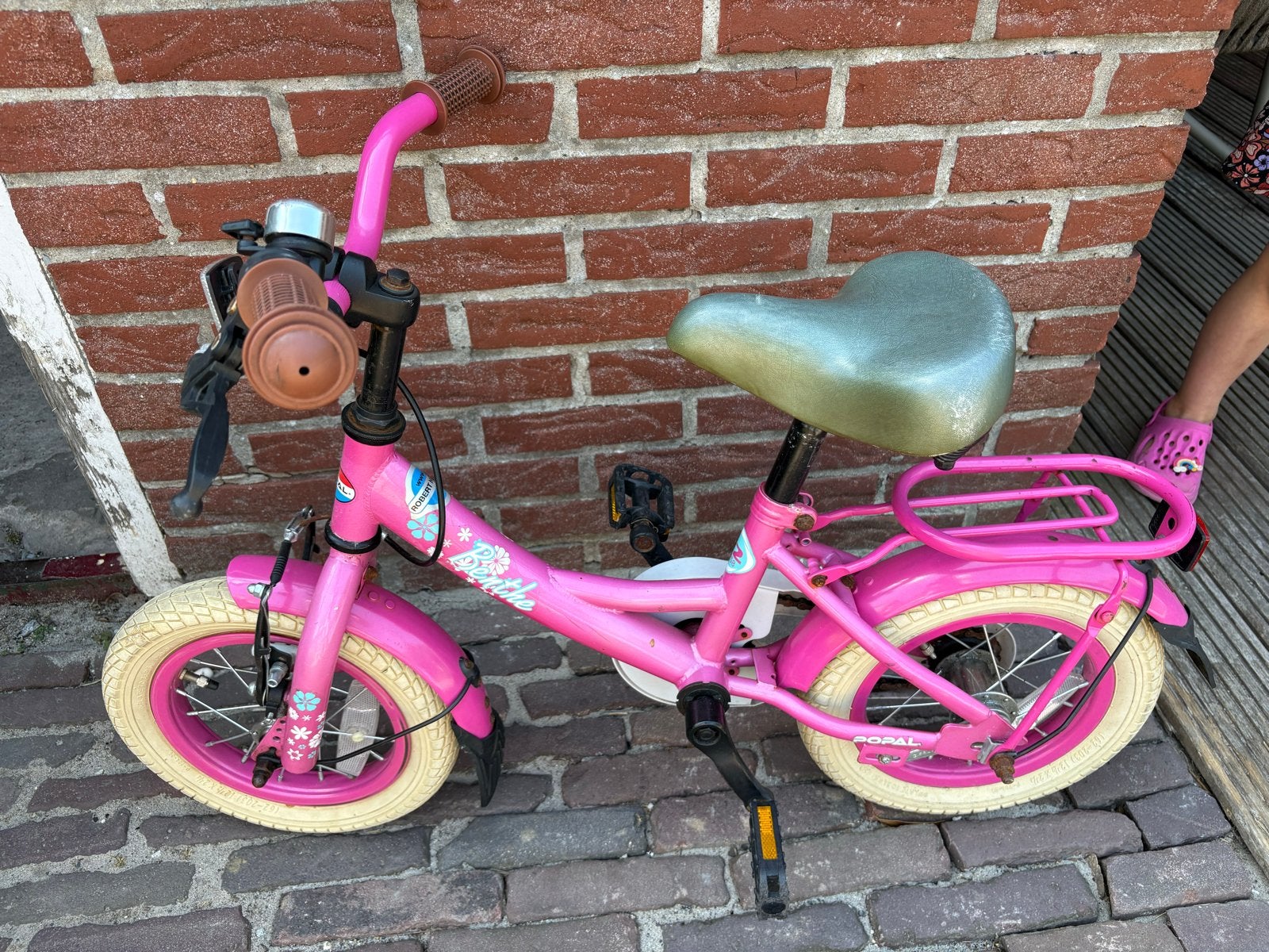 Roze kinderfiets 12 inch - Gebruikt, Ophalen, Gebruikt, Velgrem, Minder dan 16 inch