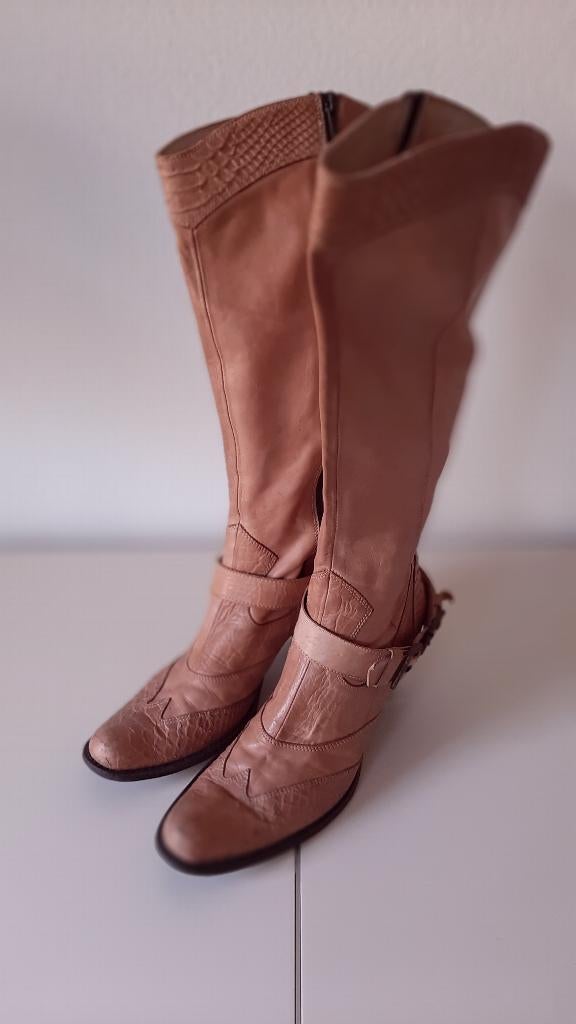Cowboy laarzen beige MEXX 41, Kleding | Dames, Schoenen, Hoge laarzen, Mexx, Verzenden, Beige