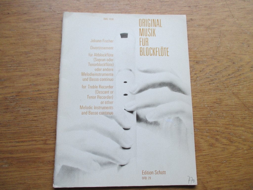 Blokfluitmuziek: Johann Fischer - Divertissement, Gebruikt, Klassiek, Piano, Ophalen of Verzenden