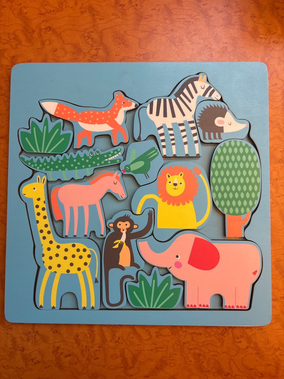 Houten Dieren Puzzel voor Kinderen - Safari Thema, Ophalen of Verzenden, Gebruikt, Overige typen