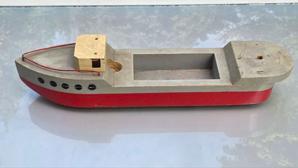 Oud houten speelgoed boot schip vrachtwagen, Verzenden, Gebruikt, Duw- of Trekspeelgoed