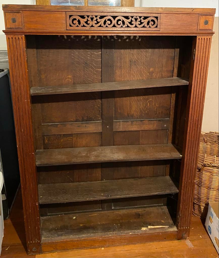 Antieke Franse Eiken Boekenkast - Victoriaans/Arts & Crafts, Huis en Inrichting, Kasten | Overige, Ophalen, Gebruikt