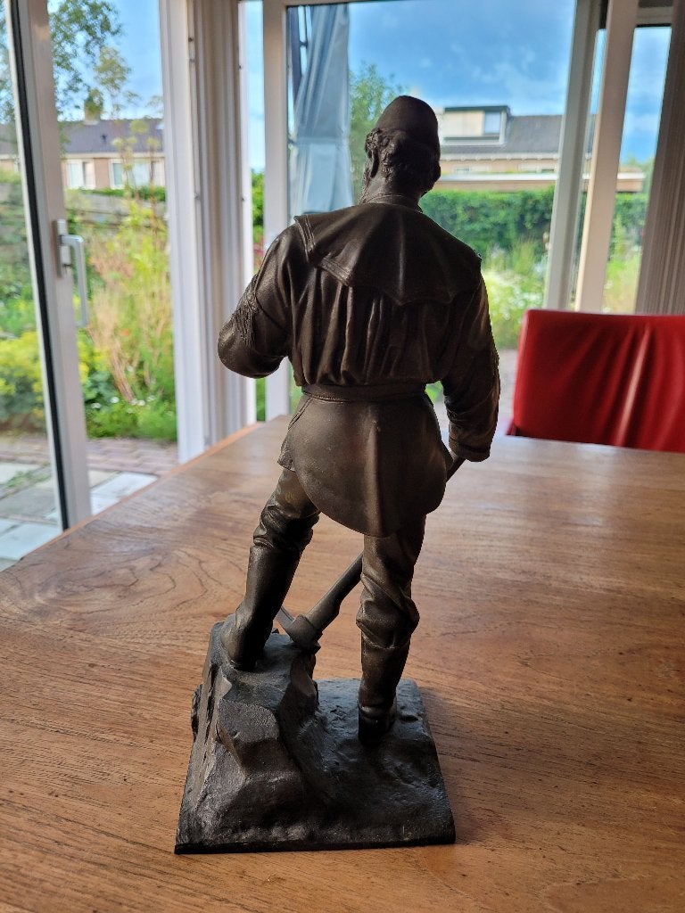 Mijnwerker, Antiek en Kunst, Ophalen, 20 - 50 cm, Beeld, Bruin