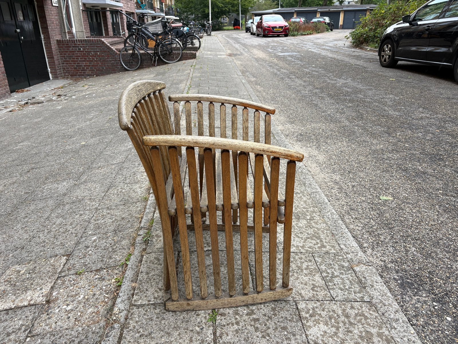 4 Elegante teak tuinstoelen, Ophalen, Gebruikt, Teakhout