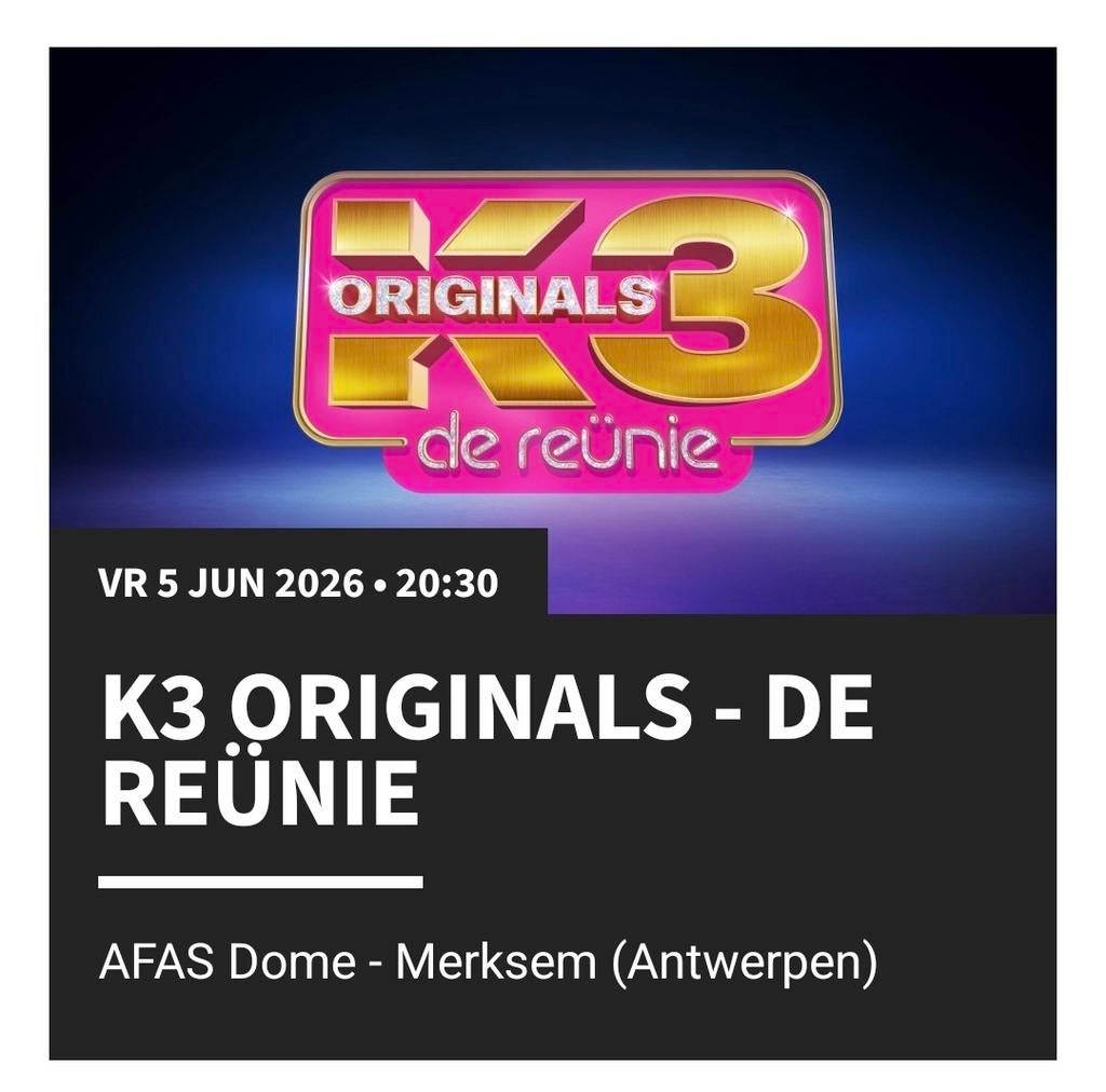 4xK3 tickets 5 juni staan- in ruil voor 4x zitplaats, Drie personen of meer, Juni