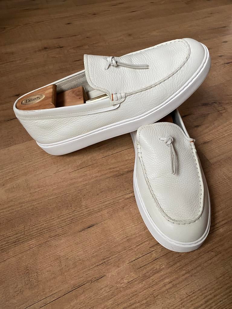 Santoni instappers loafers ZGAN maat 47 wil leer, Loafers, Wit, Ophalen of Verzenden, Zo goed als nieuw