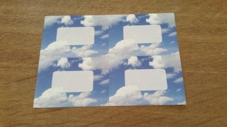 4 etiketten wolkenmotief, Diversen, Ophalen of Verzenden, Nieuw
