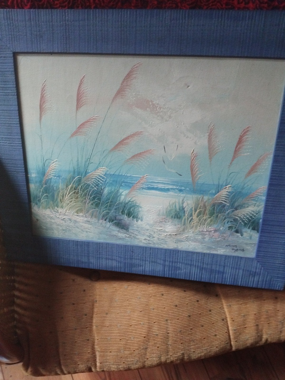 Schilderij: Duinlandschap met riet en zeegezicht, Antiek en Kunst, Ophalen of Verzenden