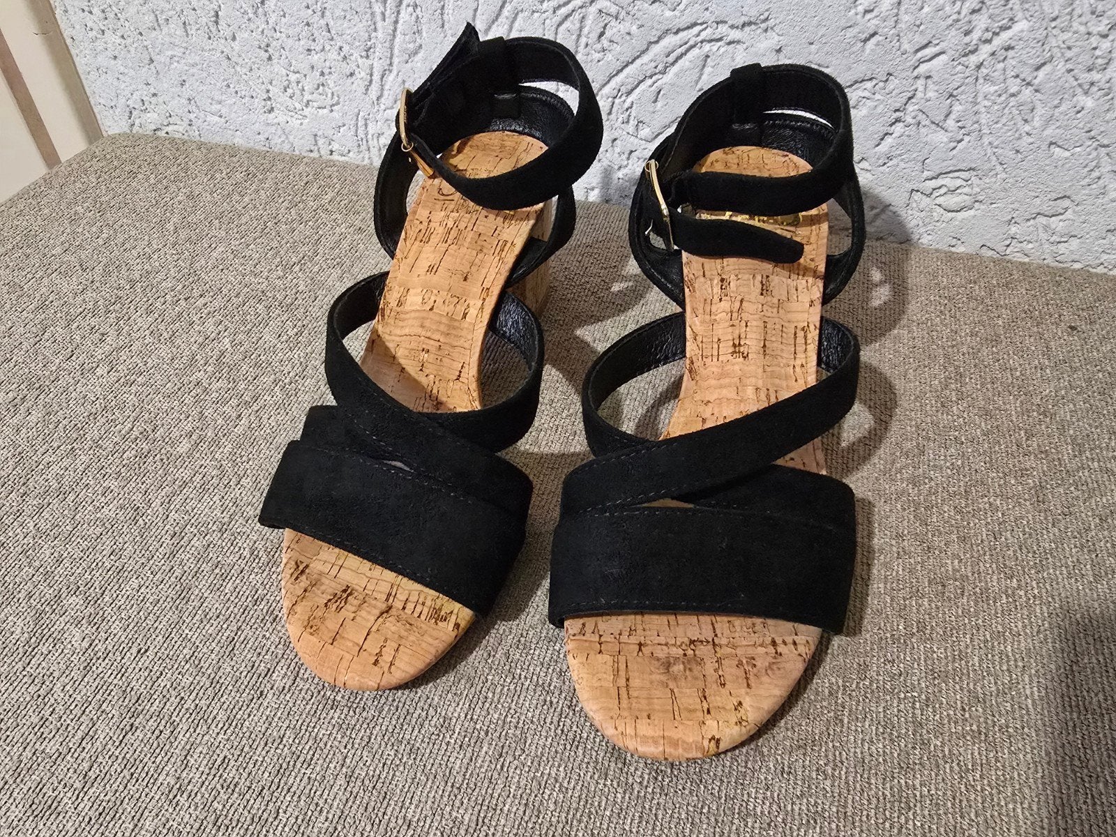SUB55 sandalen hak mt. 37 Nieuwstaat, Ophalen, Zwart, Sandalen of Muiltjes, Zo goed als nieuw